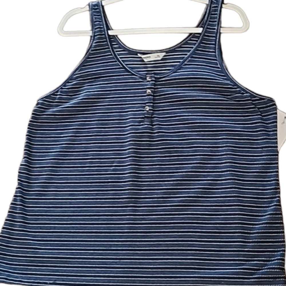 SONOMA BRAND WOMENS NAVY AND WHITE STRIPED TANK TOP SIZE XX LARGE - Picture 2 of 8